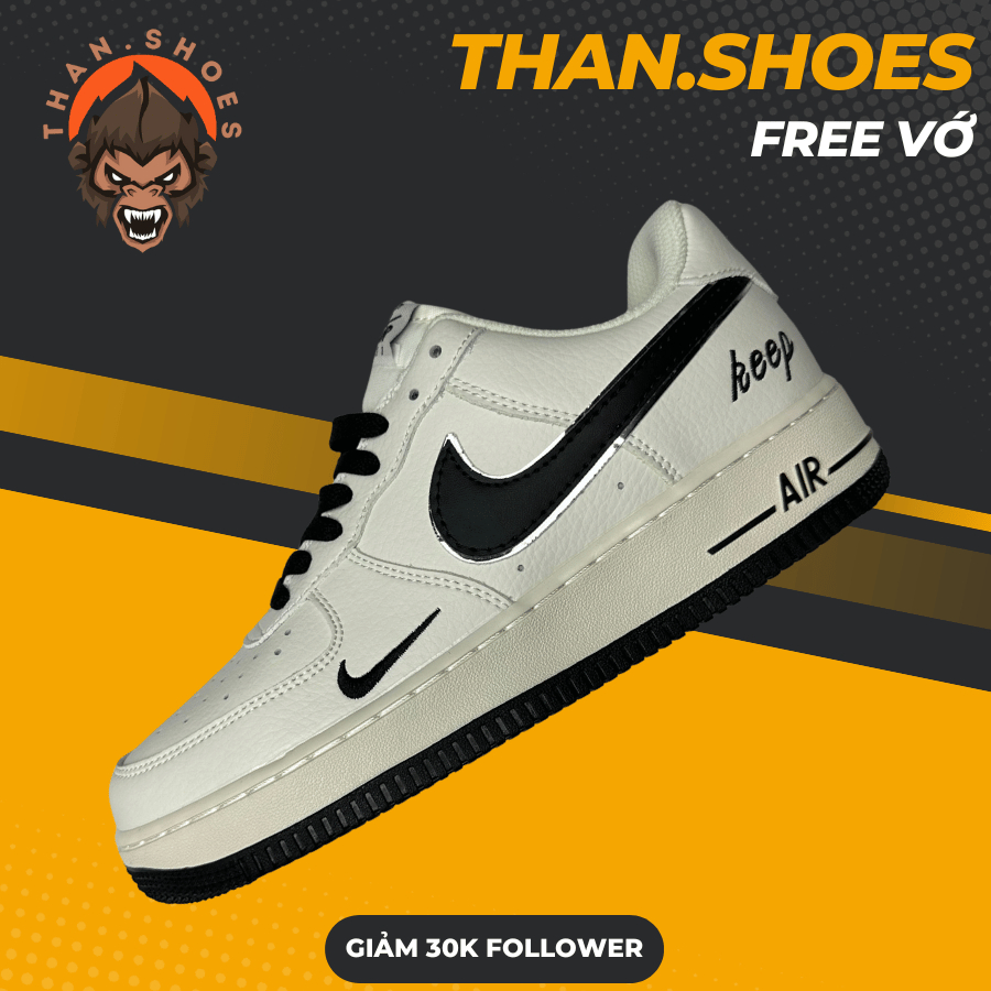 Giày AF1 07 Low Keep Fresh Beige Black, AF1 Kem Móc Đen - Than.Shoes