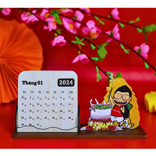 Lịch gỗ để bàn kiểu mới năm 2024,  lịch decor  trang trí, quà tặng độc đáo cho cá nhân và cả doanh nghiệp