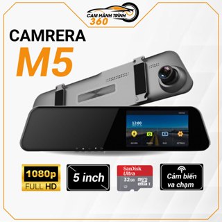 Camera Hành Trình Ô Tô M5 Màn Hình Cảm Ứng Dạng Gương, Tích hợp Cam Sau Dây 6m, Phù Hợp Nhiều Dòng Xe, Tặng kèm thẻ