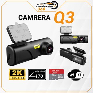 Camera hành trình ô tô Q3, kết nối wifi xem trực tiếp trên điện thoại, bảo hành 12 tháng, phù hợp nhiều dòng xe