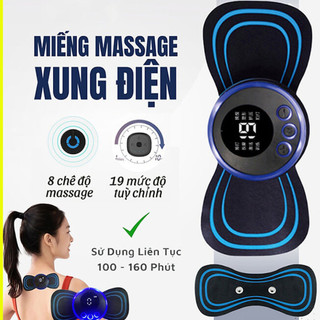 Miếng dán massage xung điện cổ vai gáy, bắp tay, lưng 10 chế độ mát-xa, pin sạc - Máy massage mini toàn thân an toà