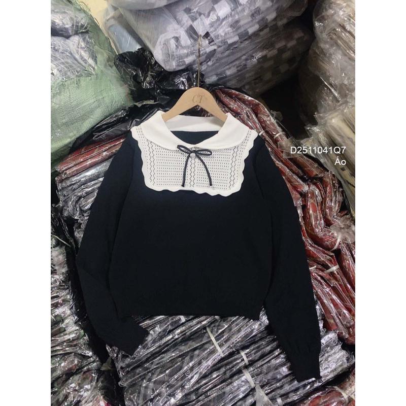Áo len tay dài cổ sen phối màu sang trọng VIENS STORE