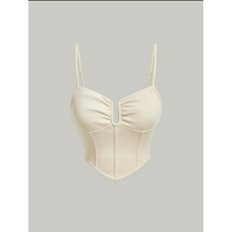 (ORDER SHEIN) Áo croptop dây RIN TOP (kem)