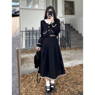  Set Dạ Tweed Áo Khoác Kèm Chân Váy Xoè Dáng Dài Siêu Xinh Phong Cách Sang Chảnh_ Hàng Order QCCC Kèm Ảnh Thật 