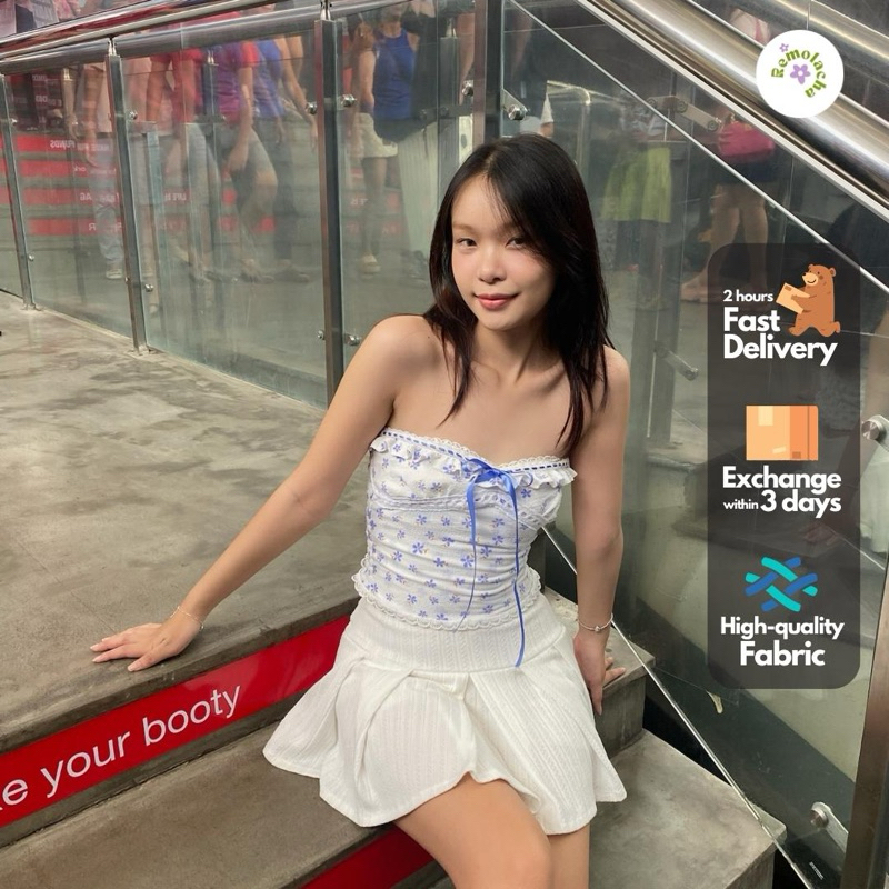 REMOLACHA | Yiu Top - Áo tube dây nơ ruy băng