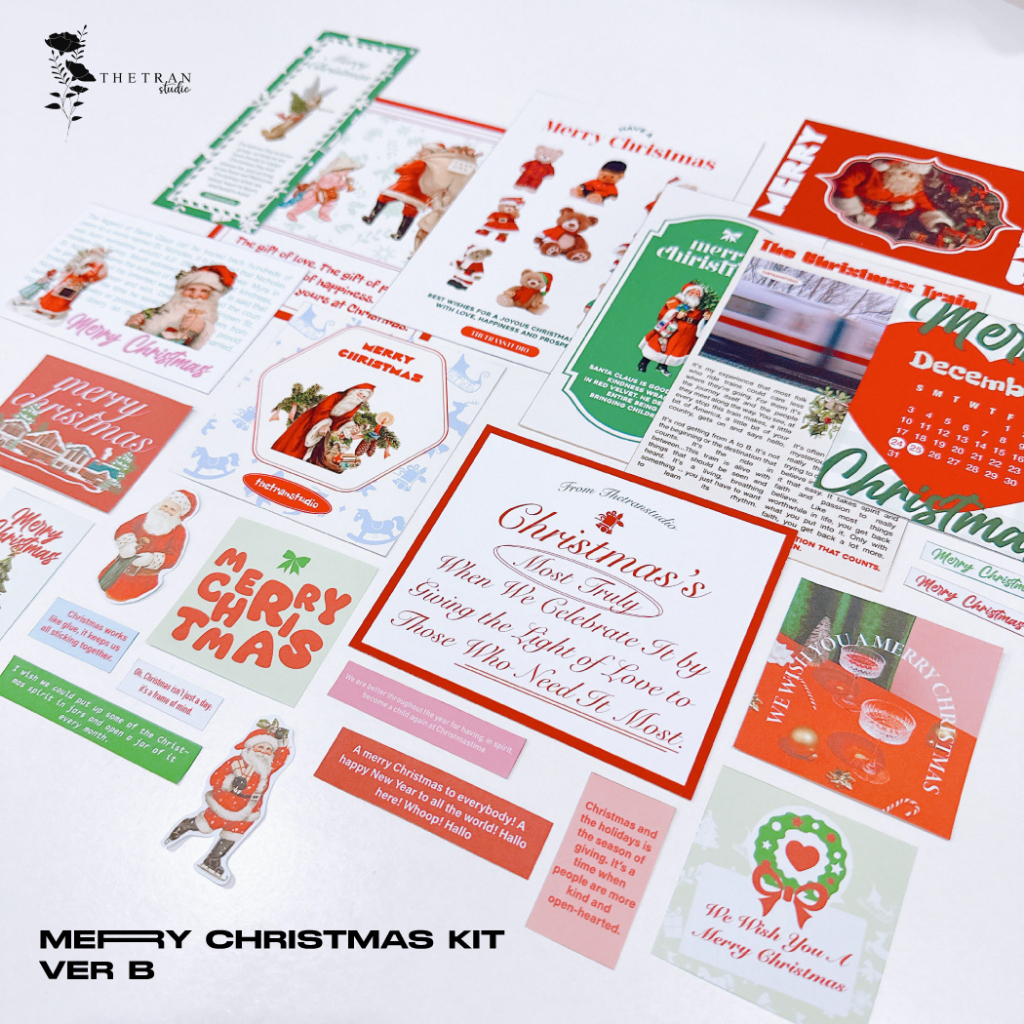 Bộ 25 postcard poster ảnh sticker giáng sinh A6 decor phòng dán tường sổ tay / merry christmas kit / thetranstudio