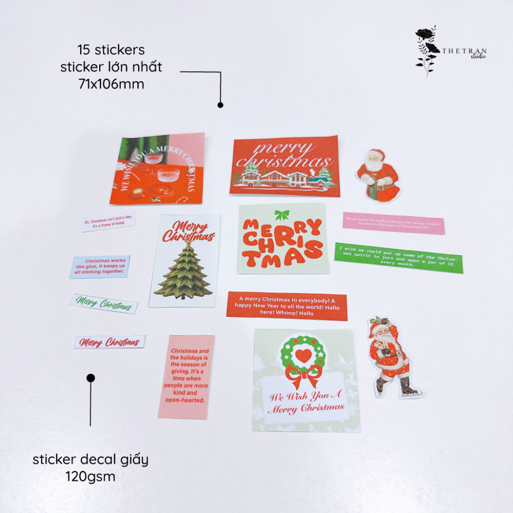 Bộ 25 postcard poster ảnh sticker giáng sinh A6 decor phòng dán tường sổ tay / merry christmas kit / thetranstudio