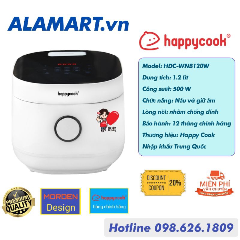 Nồi cơm điện Happy Cook 1.2 lít HDC-WNB120W