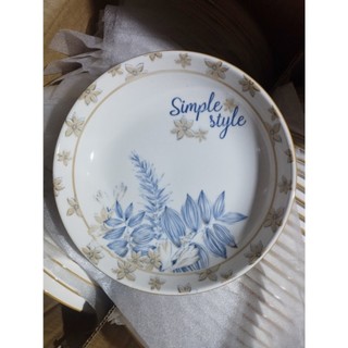 Dĩa sứ hoa văn 4d mẫu simple 18cm dĩa sứ trắng size 18cm/20cm/22,5cm bông