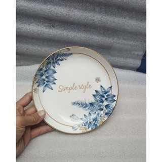 Dĩa sứ hoa văn 4d mẫu simple 20cm dĩa sứ trắng / 18 cm / 20 cm / 22 cm