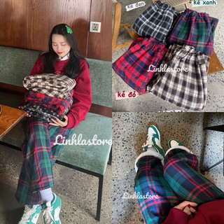 Quần kẻ suông lót bông siêu ấm ulzzang Hàn Quốc ( ảnh thật )