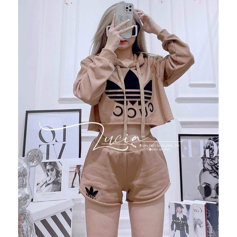 Sét bộ đát hoodie croptop sẵn hàng