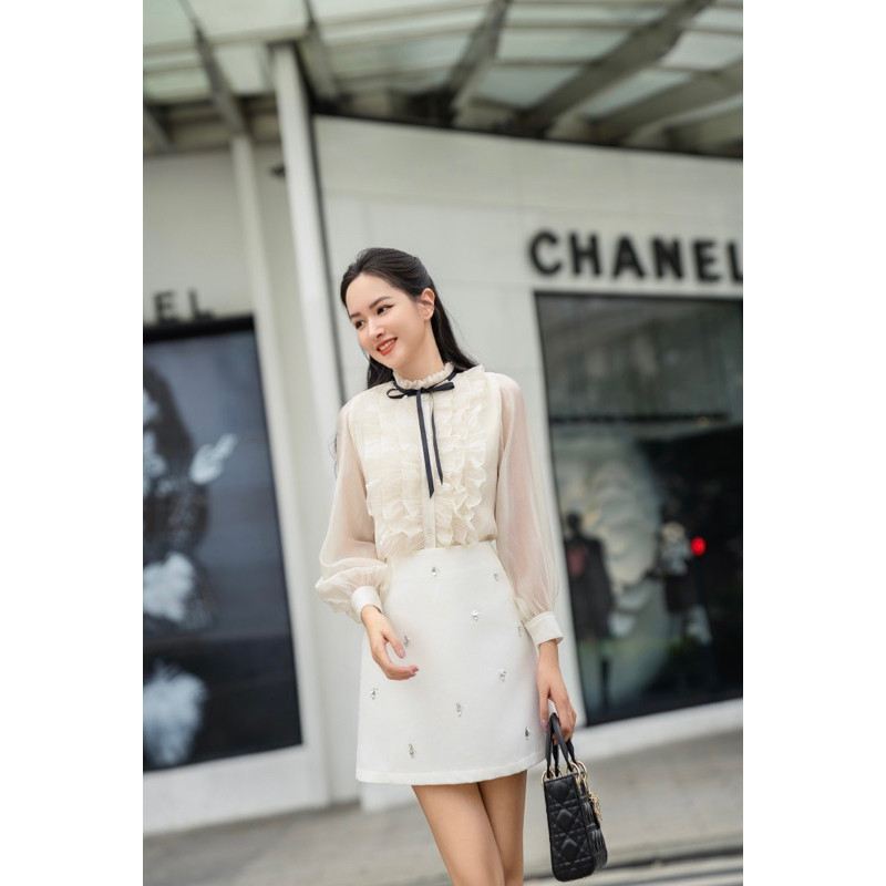Chân váy kết cườm đen/ trắng Clara skirt