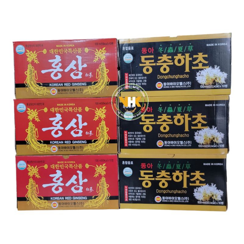 Nước Hồng Sâm, nhung hươu Hàn Quốc DongA Hộp 10 chai x 100ml