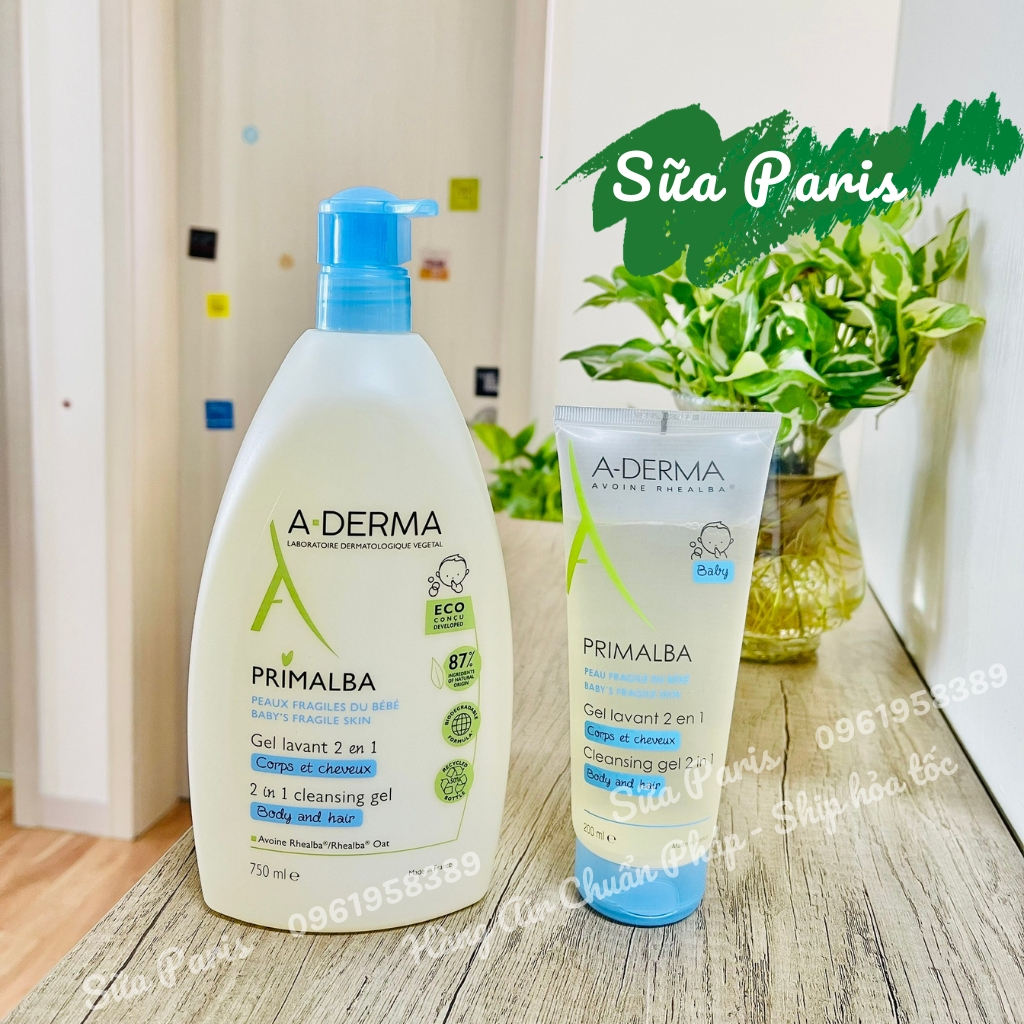 Sữa tắm Aderma Primalba baby tắm gội 2in1 cho bé từ sơ sinh chai 750ml_Sữa Paris Aderma