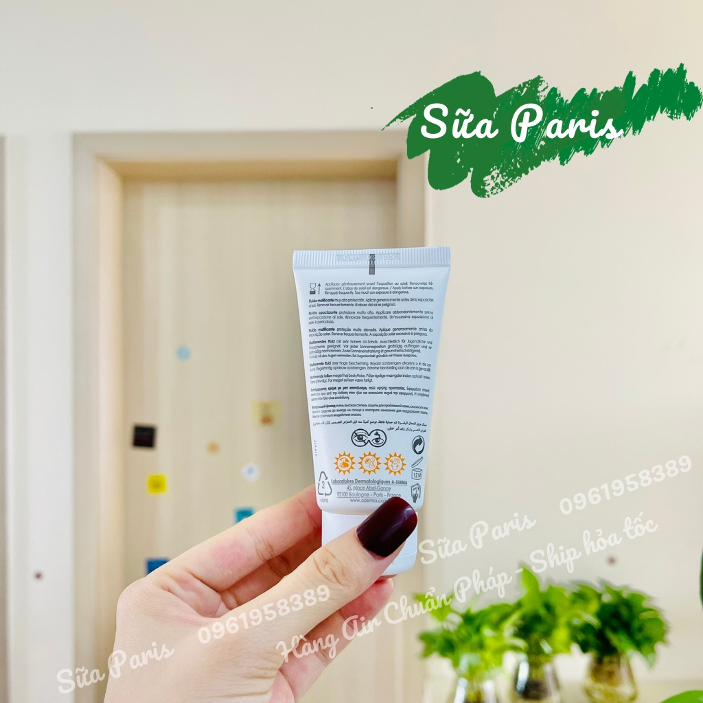 Kem chống nắng A-derma Protect AC fluid Spf50+ dành cho da dầu, da mụn_Sữa Paris Aderma