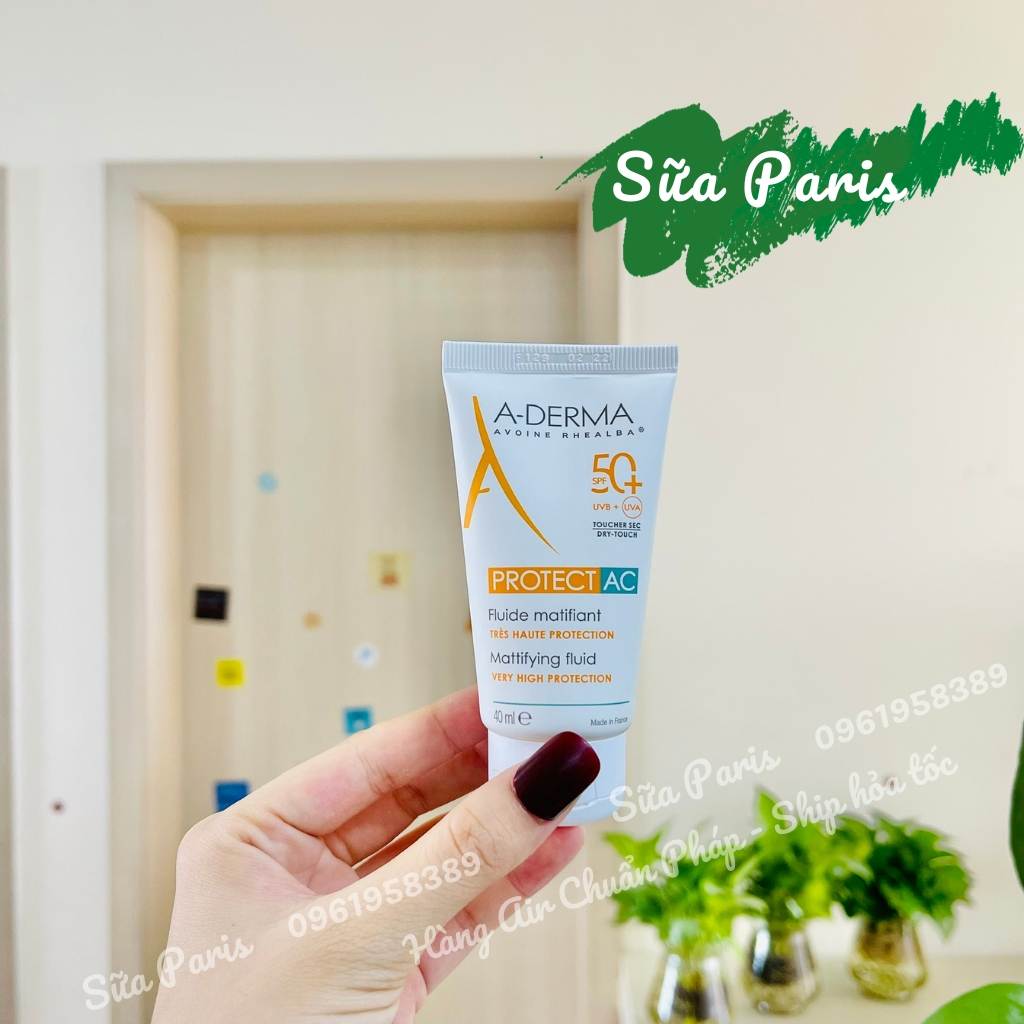 Kem chống nắng A-derma Protect AC fluid Spf50+ dành cho da dầu, da mụn_Sữa Paris Aderma