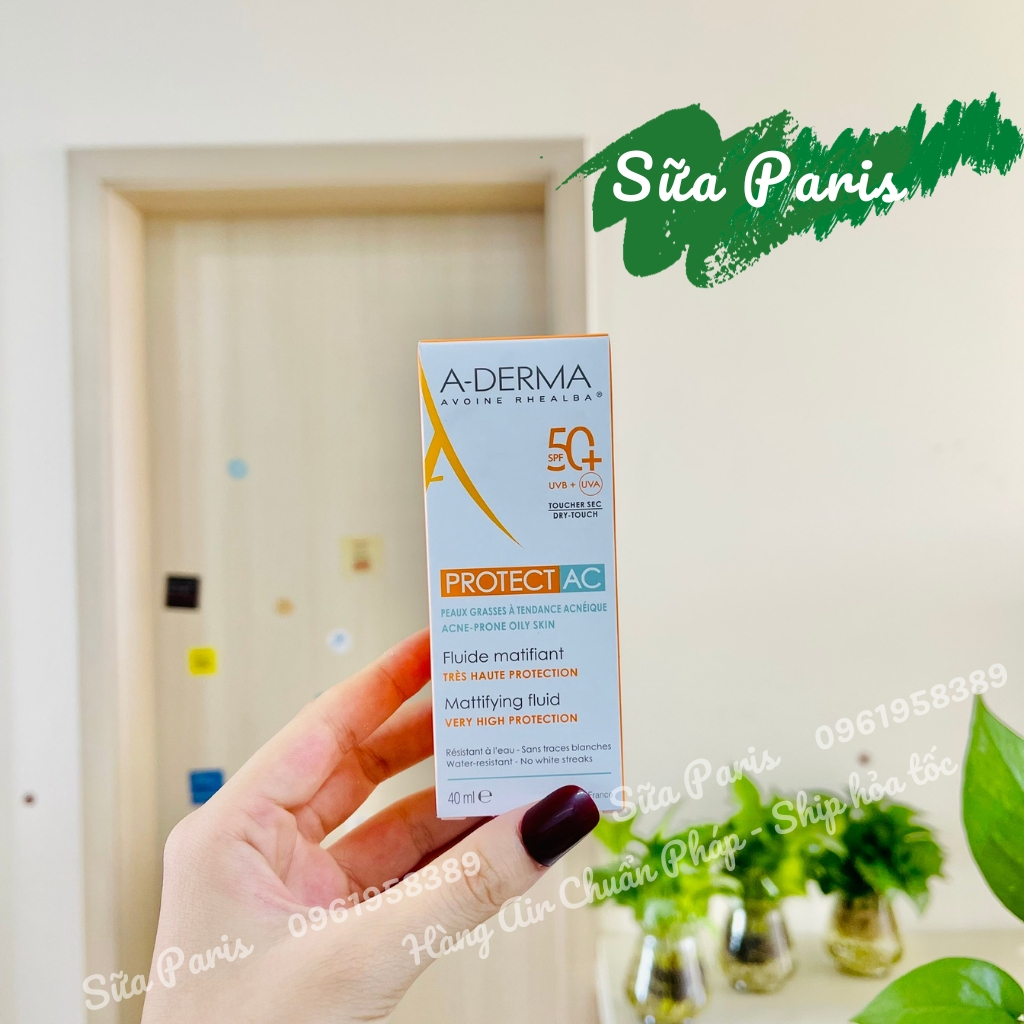 Kem chống nắng A-derma Protect AC fluid Spf50+ dành cho da dầu, da mụn_Sữa Paris Aderma
