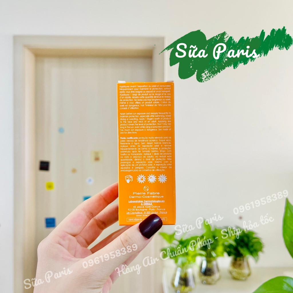 Kem chống nắng A-derma Protect AC fluid Spf50+ dành cho da dầu, da mụn_Sữa Paris Aderma