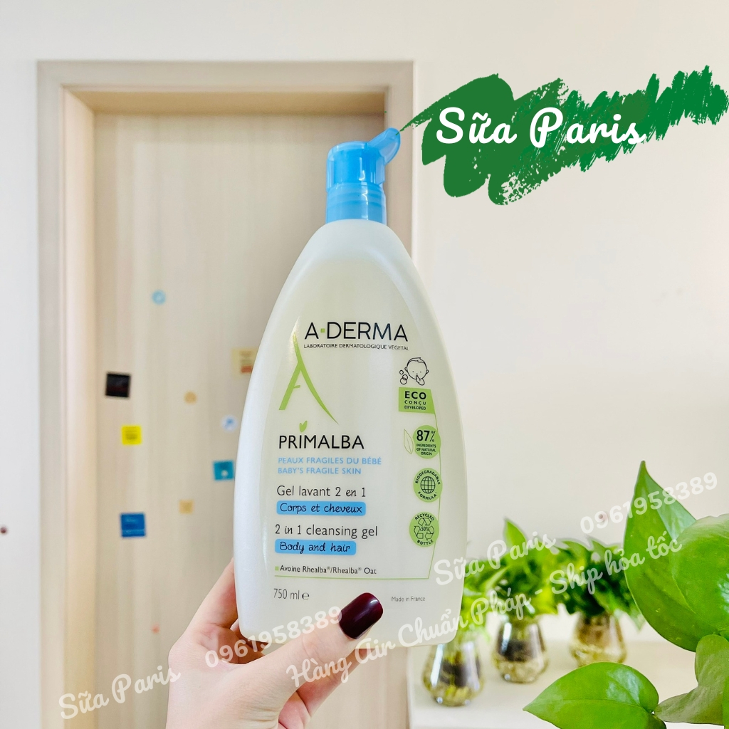 Sữa tắm Aderma Primalba baby tắm gội 2in1 cho bé từ sơ sinh chai 750ml_Sữa Paris Aderma