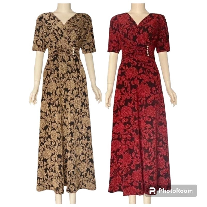 Đầm trung niên dạ hội dự tiệc thun nhũ ánh kim thiết kế gọn bụng, Đầm dạ hội trung niên dự tiệc dáng xòa tay lỡ