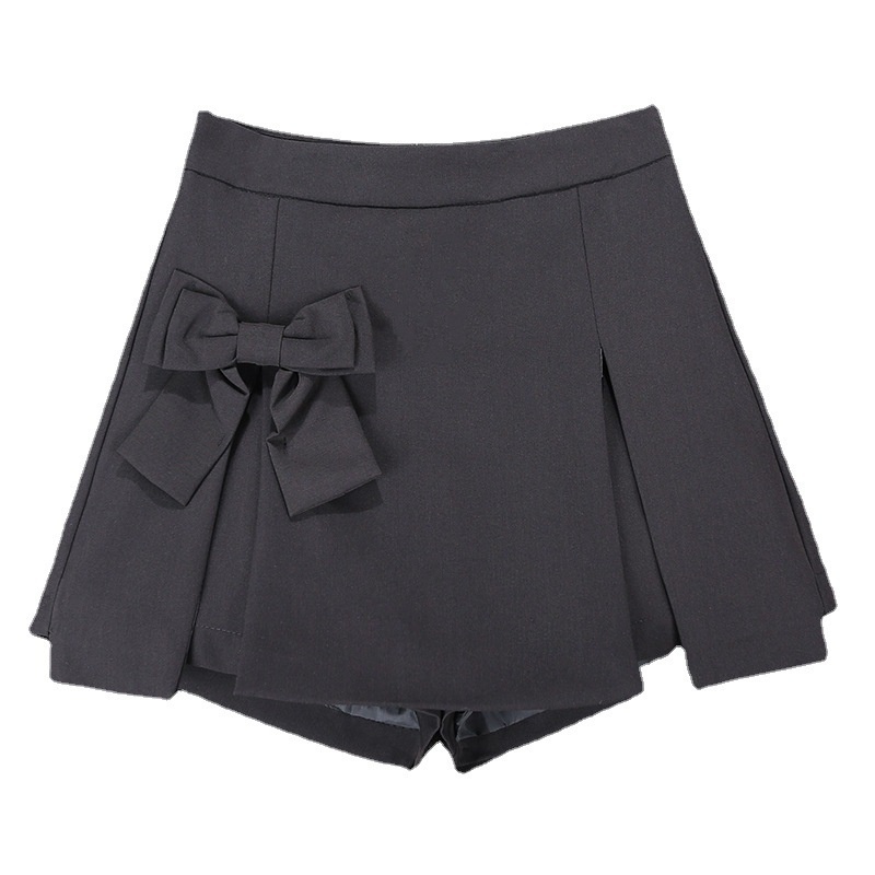 Chân váy chữ A xếp ly đính nơ. Quần váy chữ A hai lớp lưng cao phong cách hàn quốc