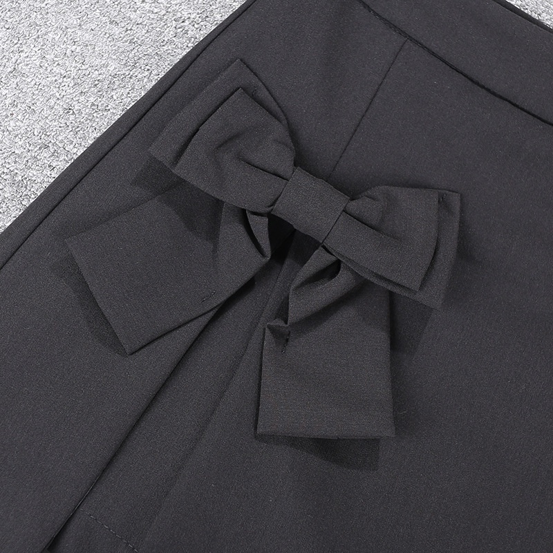 Chân váy chữ A xếp ly đính nơ. Quần váy chữ A hai lớp lưng cao phong cách hàn quốc