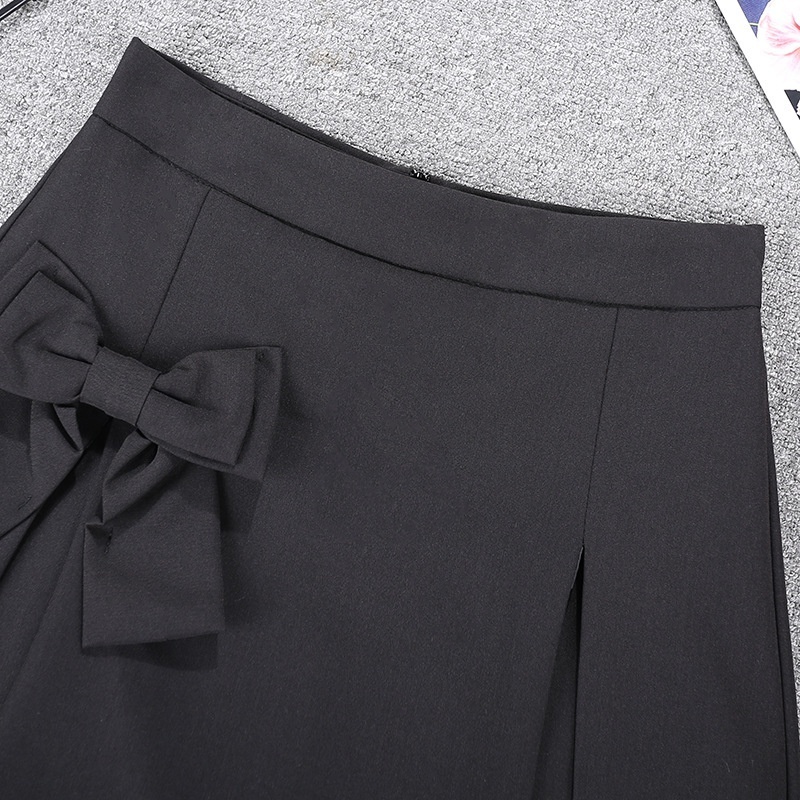 Chân váy chữ A xếp ly đính nơ. Quần váy chữ A hai lớp lưng cao phong cách hàn quốc