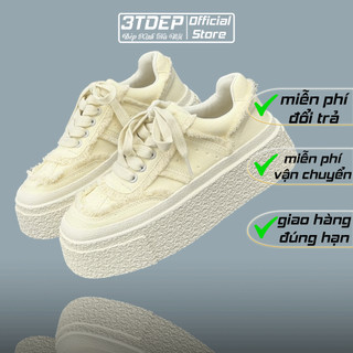 Giày nữ tua rua 3TDEP, sneaker kiểu dáng thể thao thời trang 2023, đế 4cm, chuẩn size