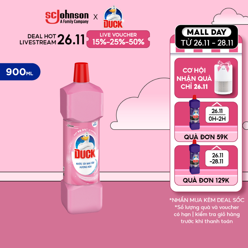 DUCK Tẩy Rửa Nhà Tắm Hương Hoa Hồng 900ml