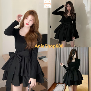 Váy babydoll Đầm Tay Dài Phồng Thắt Nơ Thời Trang Mùa Xuân Mới 2023 Dành Cho Bạn Nữ váy xinh váy tiểu thư