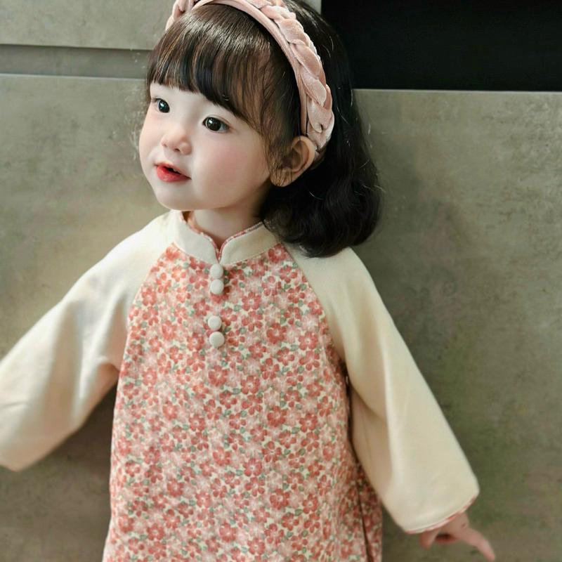 Áo Dài Bé Gái CELINA N01 Áo Dài Cách Tân Cho Bé Gái Hoạ Tiết Hoa Chất Liệu Nhung Tăm Cao Cấp TẶNG Kèm Bờm Nhung