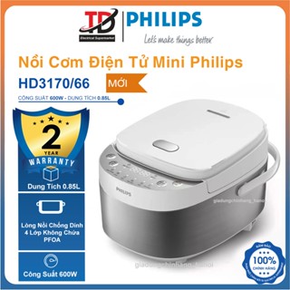 Nồi cơm điện tử mini Philips HD3170/66, 1-2 người Công Suất 600w, Hàng Chính Hãng