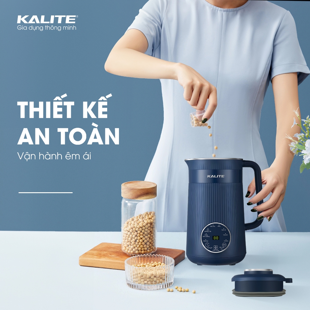 Máy Làm Sữa Hạt Mini Kalite KCB12B, Lưỡi Dao 10 Cánh Công Suất 1000w - Dung Tích 1.2Lit, Hàng Chính Hãng