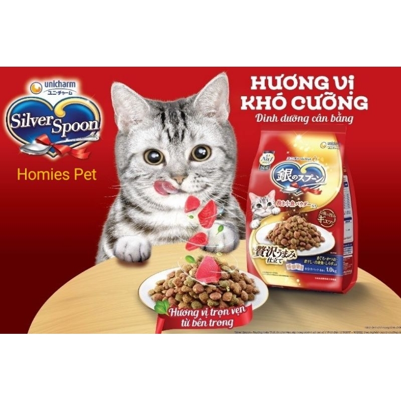 Hạt Silver Spoon 1kg cho mèo, thức ăn cho mèo - Homies Pet