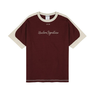 Áo thun phối local brand cổ tròn Uncle M cotton 100% nam nữ Unisex thêu - Signature Tee
