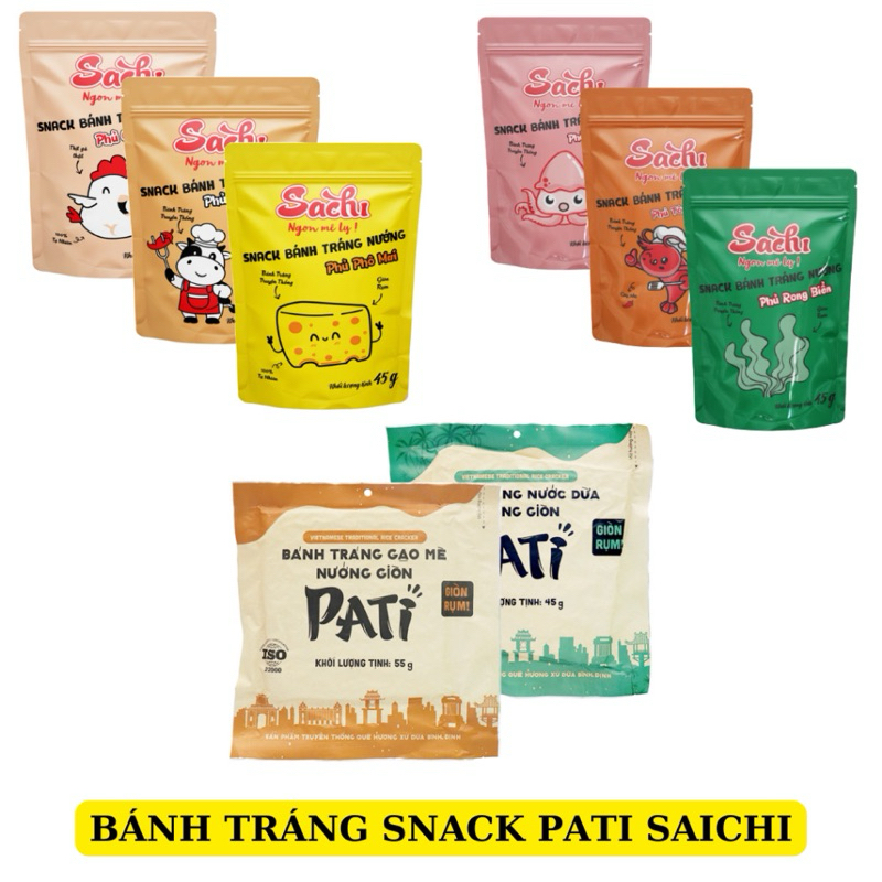 Bánh Tráng Sachi Nướng sẵn Tẩm đủ vị . Vị gà cay , phomai, tôm cay , bò cay , mực cay
