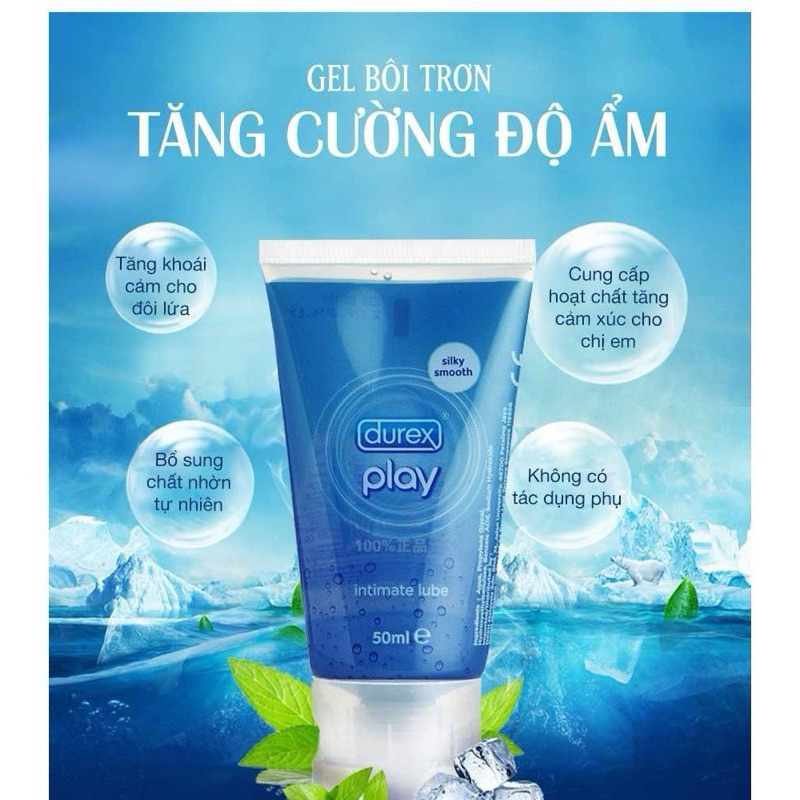 Gel bôi trơn Durex Play không màu tự nhiên 50ml, Gel bôi trơn tăng khoái cảm cho nam và nữ giảm bớt khó chịu
