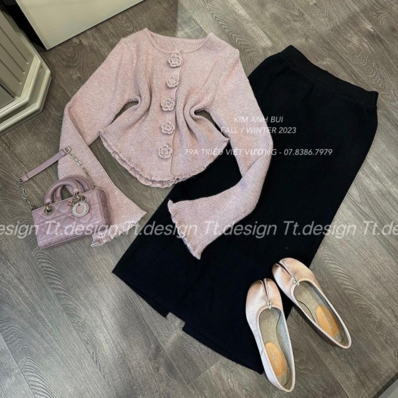 Áo len khuy hoa hàng QCL1