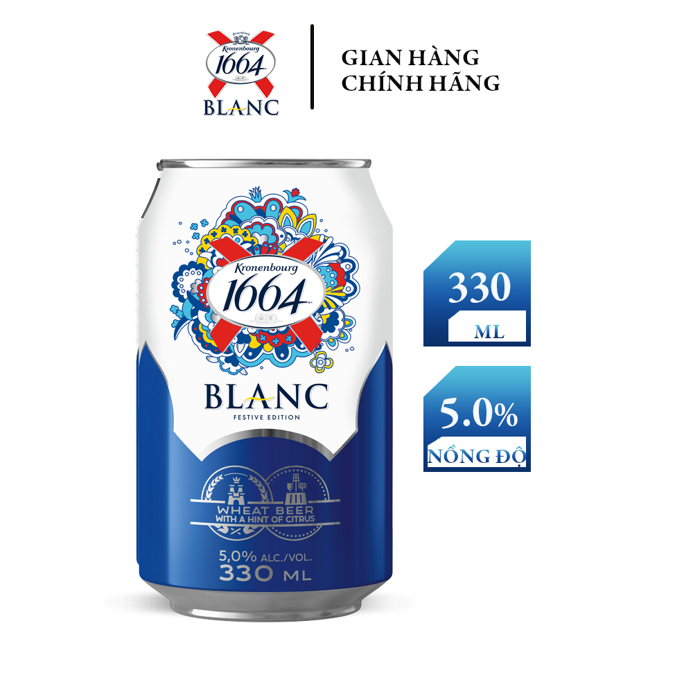 Thùng 24 lon bia Kronenbourg 1664 Blanc (330ml/lon)