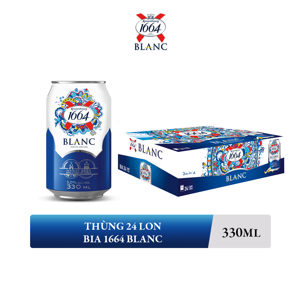 Thùng 24 lon bia Kronenbourg 1664 Blanc (330ml/lon)