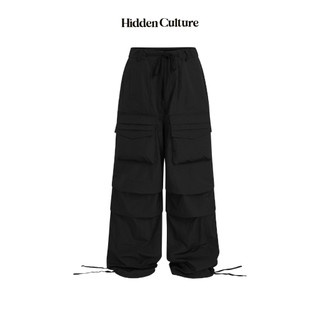 Quần Dù Túi Hộp Dây Rút Ống Rộng Hidden Culture - PARACHUTE CARGO PANTS - Black