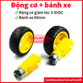Combo động cơ giảm tốc vàng 3-9v + bánh xe robot 66mm