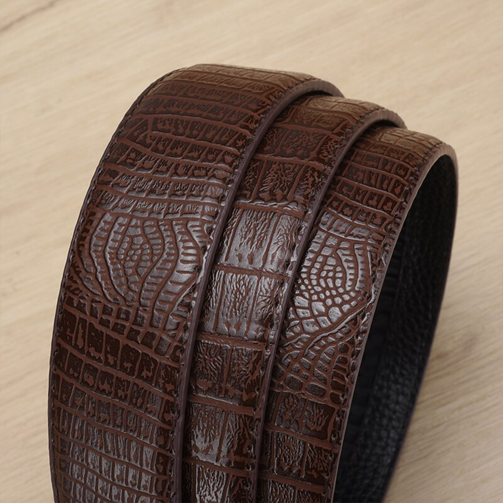 Thắt lưng nam mặt cá sấu khóa tự động, Dây lưng da mặt kim loại nguyên khối sang trọng lịch lãm TL58