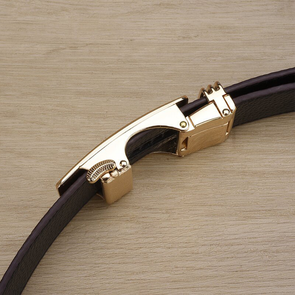 Thắt lưng nam mặt cá sấu khóa tự động, Dây lưng da mặt kim loại nguyên khối sang trọng lịch lãm TL58