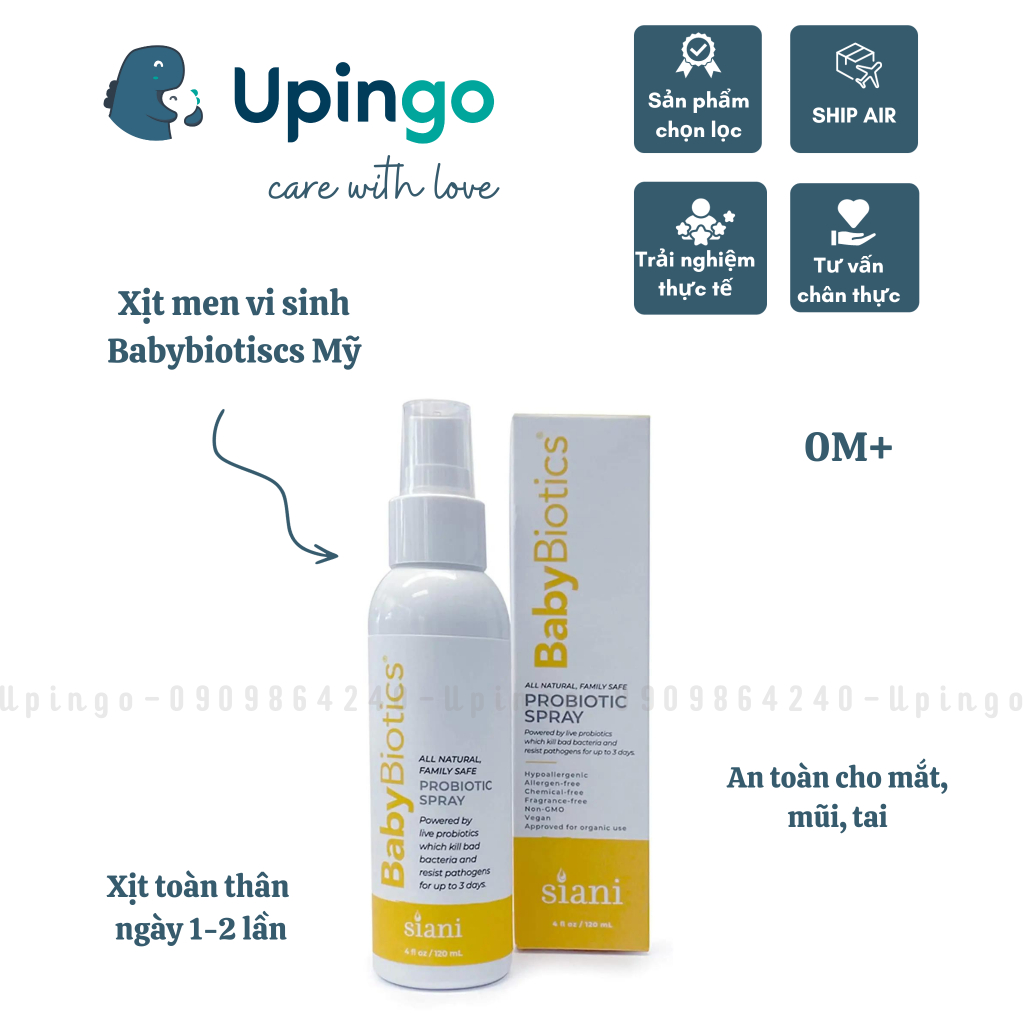 Xịt men vi sinh bảo vệ bé BabyBiotics Mỹ cho bé từ 0 tháng tuổi, an toàn cho mắt mũi tai