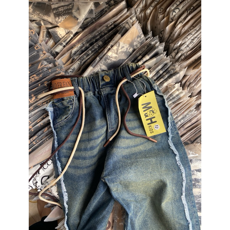 Quần jean bò dài ống suông vải bò mềm chính phẩm cho bé gái