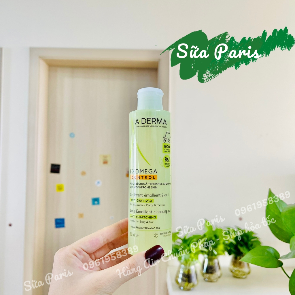 Sữa tắm A-derma exomega control 2in1 tắm gội dành cho bé da khô, da cơ địa, da nhạy cảm_Sữa Paris Aderma