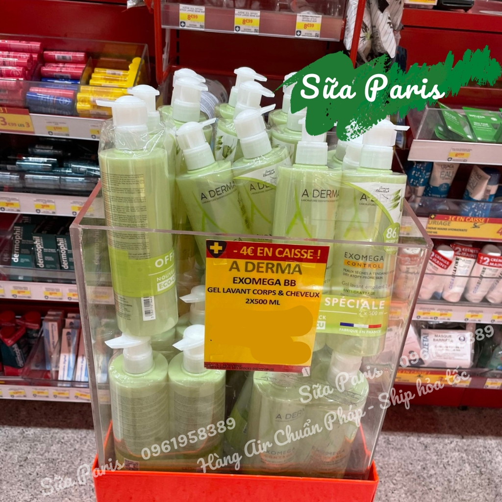 Sữa tắm A-derma exomega control 2in1 tắm gội dành cho bé da khô, da cơ địa, da nhạy cảm_Sữa Paris Aderma