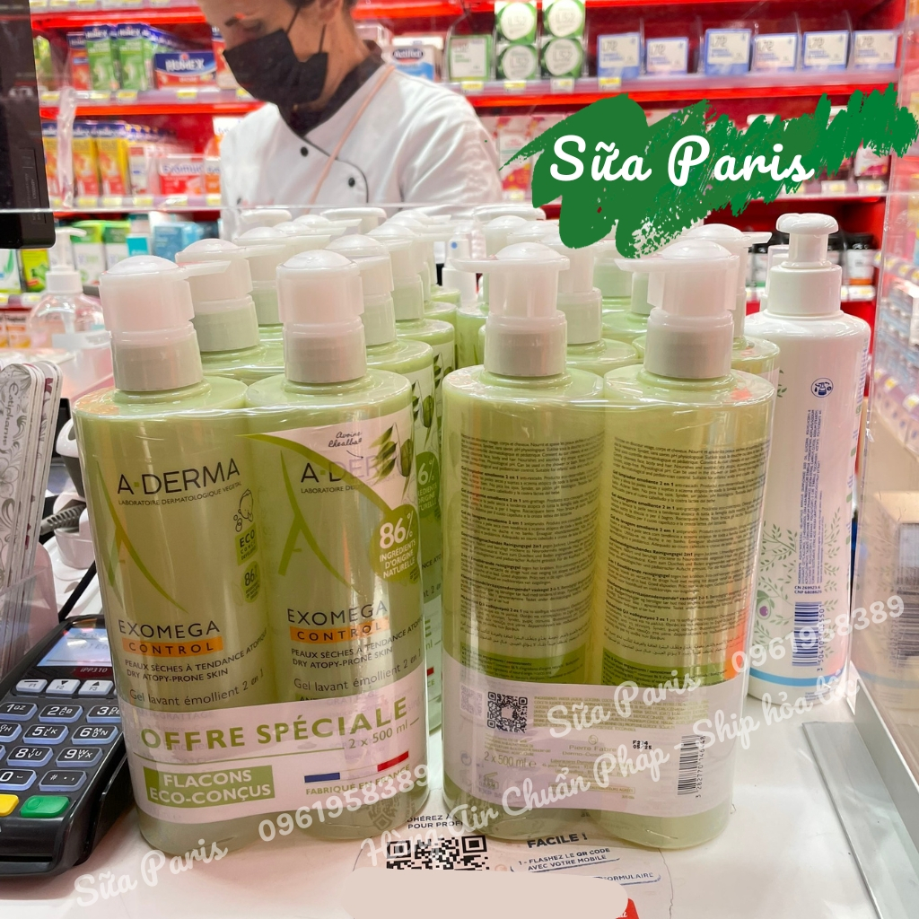 Sữa tắm A-derma exomega control 2in1 tắm gội dành cho bé da khô, da cơ địa, da nhạy cảm_Sữa Paris Aderma